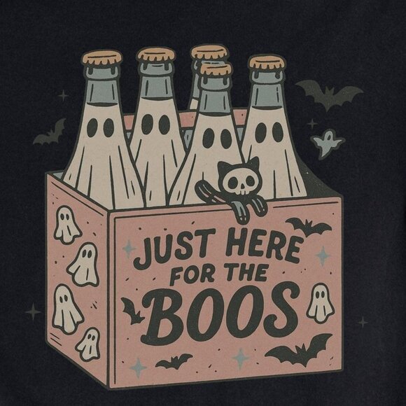 Retro Just Here For The Boos, Halloween Unisex Tee - Picture 2 of 4